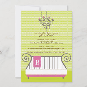 Baby Crib Baby Shower Invitation Chic Girl Pink