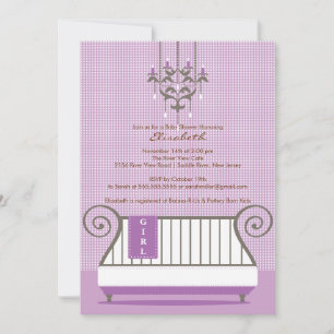 Baby Crib Baby Shower Invitation Chic Girl Purple