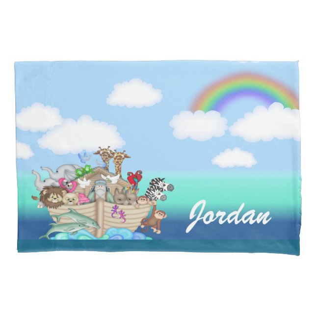Baby Crib Decorative Noahs Ark Baby Shower Pillowcase (Front)