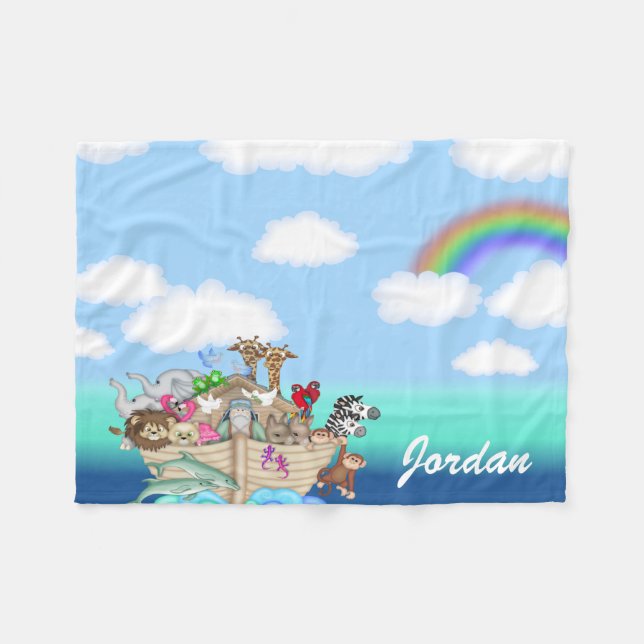 Baby Crib Fleece Blanket Noahs Ark Baby Shower (Front (Horizontal))