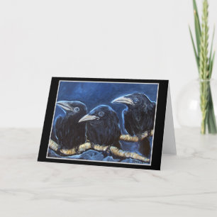 Baby Crows - Original Art Greeting Card