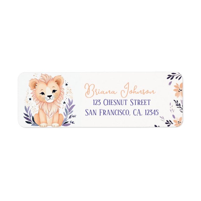 Baby Cub Boho Floral Design - Return Address (Front)