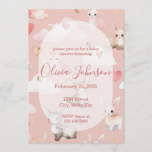 Baby Cupid Animals Baby Shower Invitation