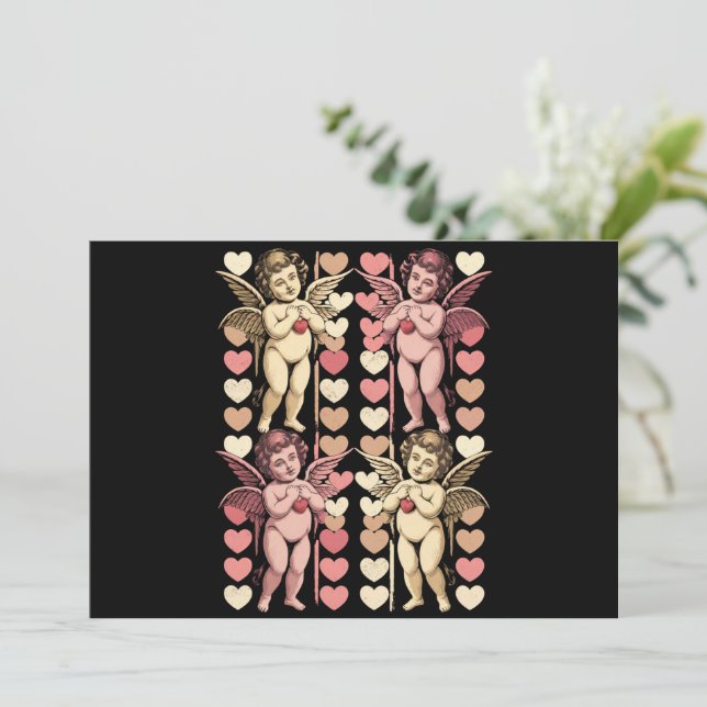 Baby Cupid Coquette bow Retro Valentines Day Invitation (Standing Front)