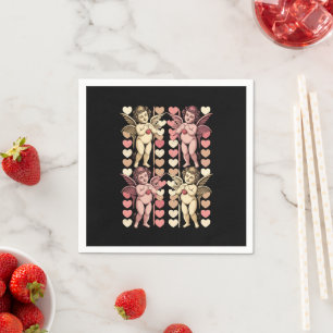 Baby Cupid Coquette bow Retro Valentines Day Napkin