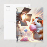 Baby, cute animal with cotton candy, Postcrossing