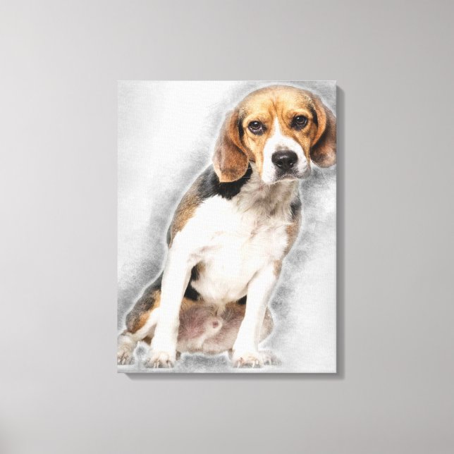 baby cute Beagle dog  2 years old Canvas Print (Front)