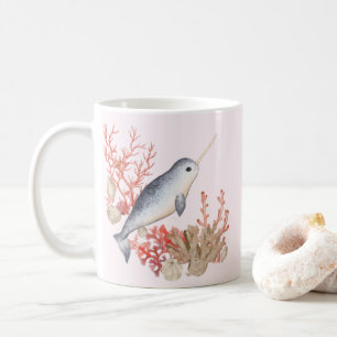 Baby cute Narwhal ocean seashells Coffee Mug