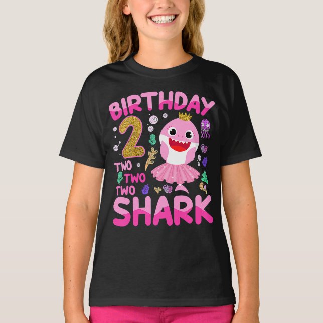 Baby Cute Shark 2nd Birthday Boy Girl 2 Year Old  T-Shirt (Front)