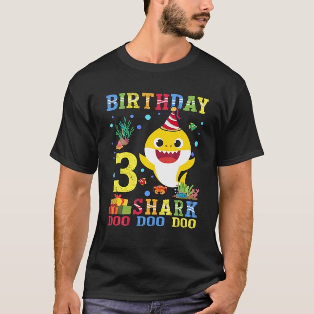 Baby Cute Shark 3Rd Birthday Boy Girl 3 Year Old G T-Shirt (Front)