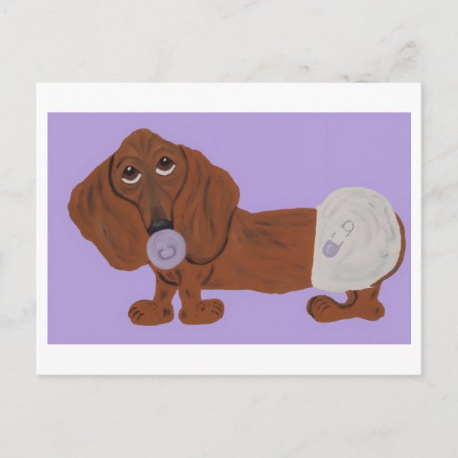 Baby Dachshund Announcement Postcard (Front)