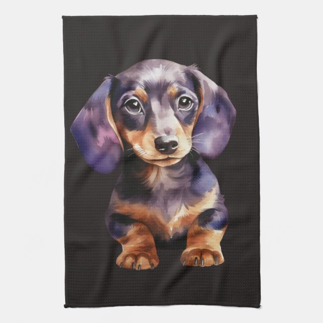 Baby Dachshund Tea Towel (Vertical)