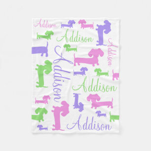 Baby Dachshund Wiener Dog Blanket Personalised