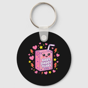 Baby Daddy Tears Kawaii Juice Box Cute Funny Key Ring