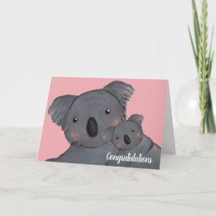Baby daughter congratulations koala pink card