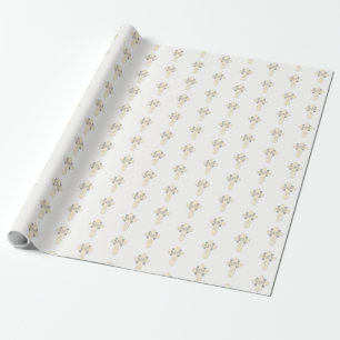 Baby Dedication Cream & Grey Cross Wrapping Paper