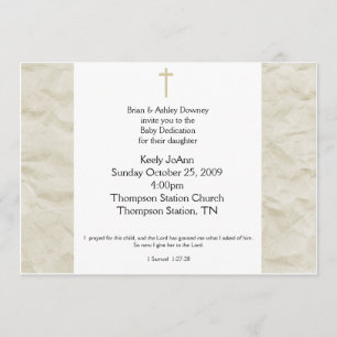Baby Dedication Gender Neutral Baptism Invitation