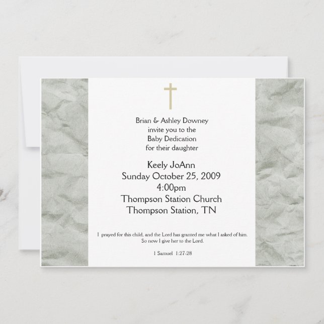 Baby Dedication Gender Neutral Baptism Invitation (Front)
