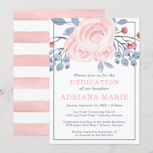 Baby Dedication Invitation, Baptism, Flowers Invitation