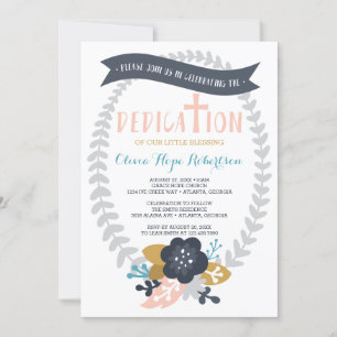 Baby Dedication Invitation, Floral, Contemporary Invitation