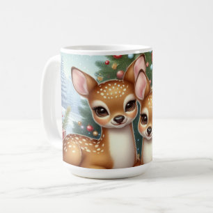 Baby Deer Amidst Festive Christmas Tree  Coffee Mug