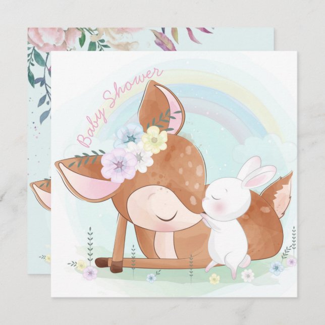 Baby Deer and Bunny Holiday Card (Front/Back)