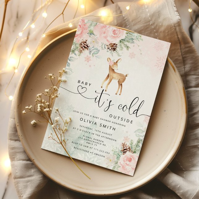Baby deer Baby it's cold outside baby shower Invitation (Creator Uploaded)