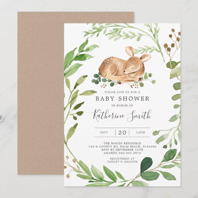 Baby Deer Baby Shower Invitation (Front/Back)