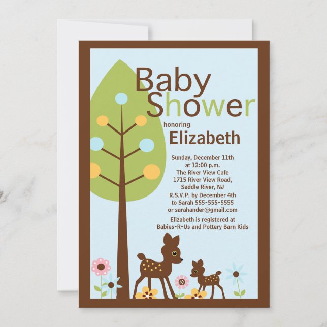 Baby Deer Boy Baby Shower Invitation (Front)
