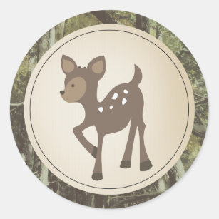 Baby Deer Camo Baby Shower Classic Round Sticker