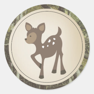 Baby Deer Camo Baby Shower Classic Round Sticker