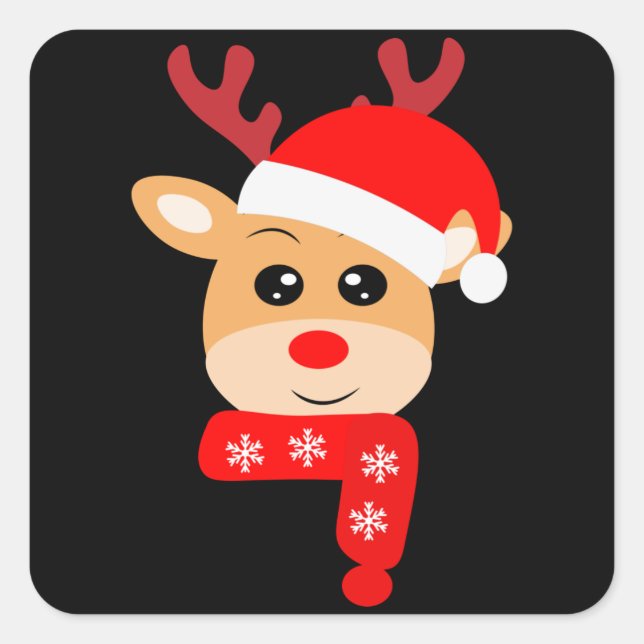 Baby Deer Christmas Kid Gift, Family Decoration Square Sticker (Front)
