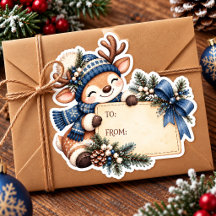 Baby deer Christmas Watercolor Gift Sticker