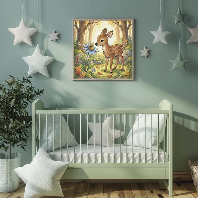 Baby Deer Dreamland Forest Animals Nursery Poster (Creator Uploaded)