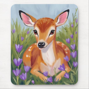 Baby Deer Fawn Animal Painting Mouse Mat