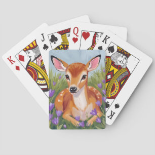Baby Deer   Fawn Animal Painting Playing Cards