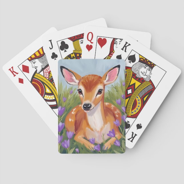 Baby Deer | Fawn Animal Painting Playing Cards (Back)