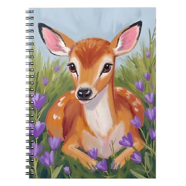 Baby Deer Fawn Animal Watercolor Painting Notebook (Front)