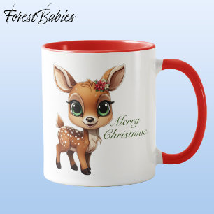 Baby Deer, Fawn, Doe 🦌 🎄Cute Merry Christmas Mug