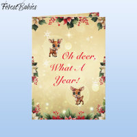 Baby Deer, Fawn, Doe, Floral Reindeer 🦌 🎄 Gold