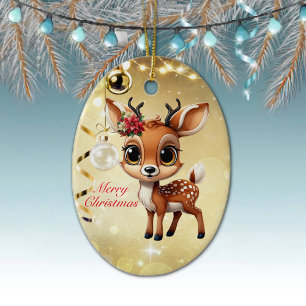 Baby Deer, Fawn, Doe, Reindeer🦌 🎄Merry Christmas Ceramic Tree Decoration