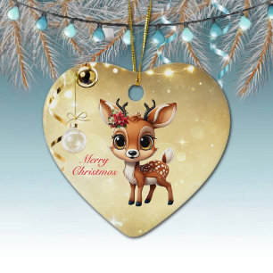 Baby Deer, Fawn, Doe, Reindeer🦌 🎄Merry Christmas Ceramic Tree Decoration