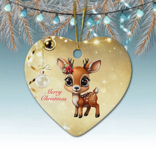Baby Deer, Fawn, Doe, Reindeer🦌 🎄Merry Christmas Ceramic Tree Decoration