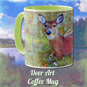Baby Deer Fawn Resting in Meadow Art Mug Cup
