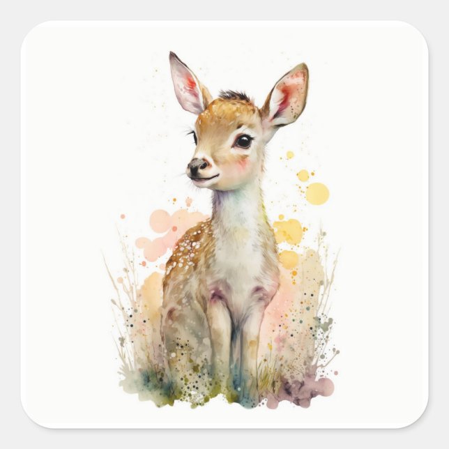 Baby Deer | Fawn | Woodland Animal Art Sticker (Front)
