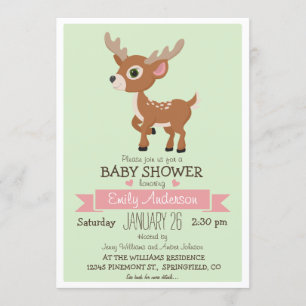 Baby Deer, Fawn, Woodland Baby Shower or Sprinkle Invitation