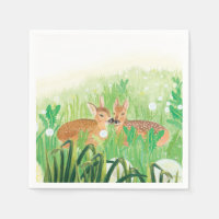Baby Deer - Fawns in Tall Grass Illustration