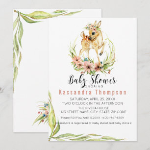 Baby Deer For A Baby Girl Baby Shower Invitation