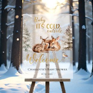 Baby Deer Forest Baby Shower Welcome Acrylic Sign