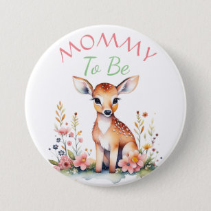 Baby Deer in Flowers   Mum to Be Baby Shower 7.5 Cm Round Badge